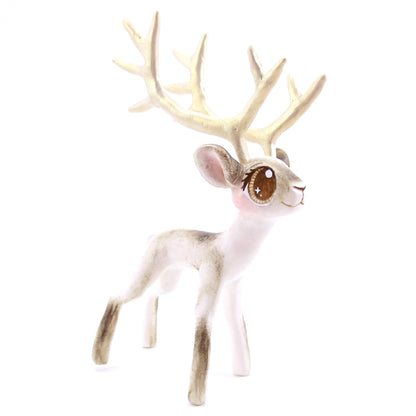 Big-Antlered Reindeer Figurine - Polymer Clay Christmas Animals