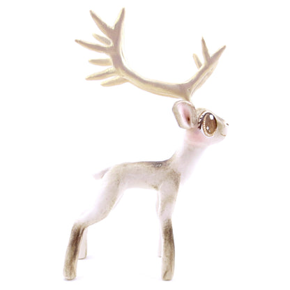 Big-Antlered Reindeer Figurine - Polymer Clay Christmas Animals