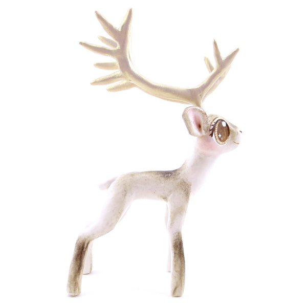 Big-Antlered Reindeer Figurine - Polymer Clay Christmas Animals