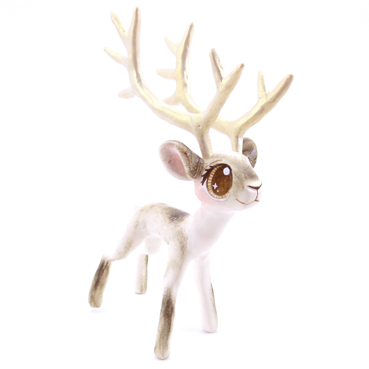 Big-Antlered Reindeer Figurine - Polymer Clay Christmas Animals