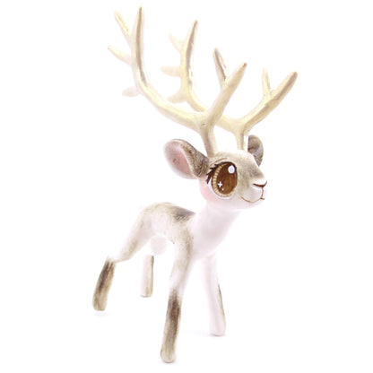 Big-Antlered Reindeer Figurine - Polymer Clay Christmas Animals