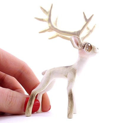 Big-Antlered Reindeer Figurine - Polymer Clay Christmas Animals