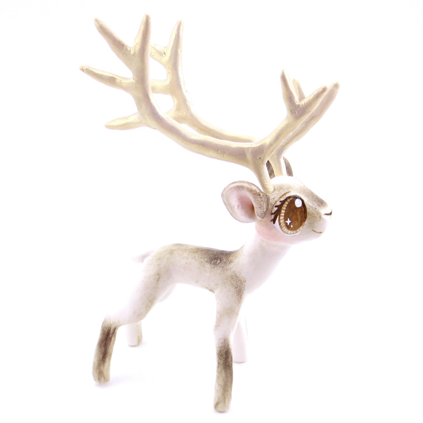 Big-Antlered Reindeer Figurine - Polymer Clay Christmas Animals