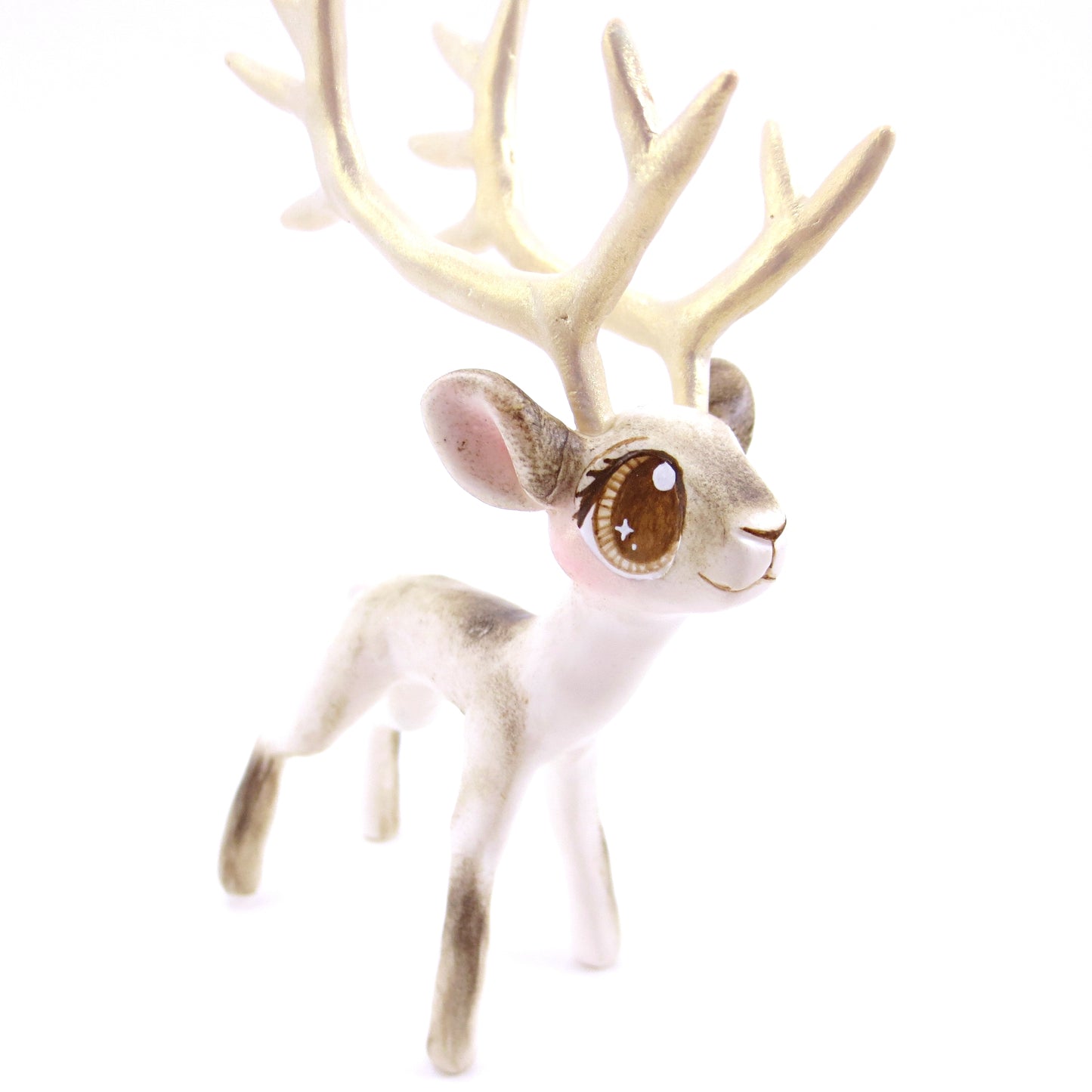 Big-Antlered Reindeer Figurine - Polymer Clay Christmas Animals