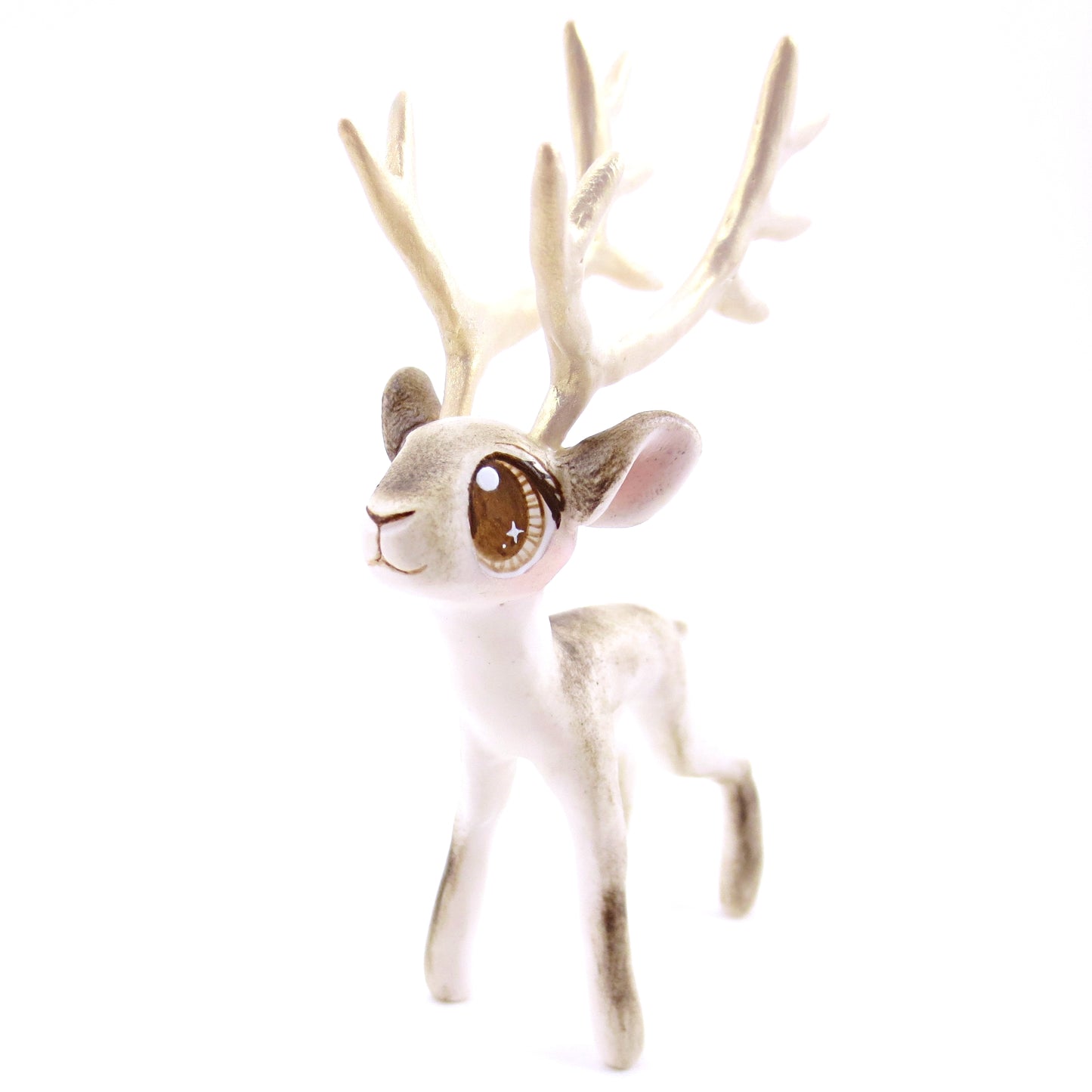 Big-Antlered Reindeer Figurine - Polymer Clay Christmas Animals