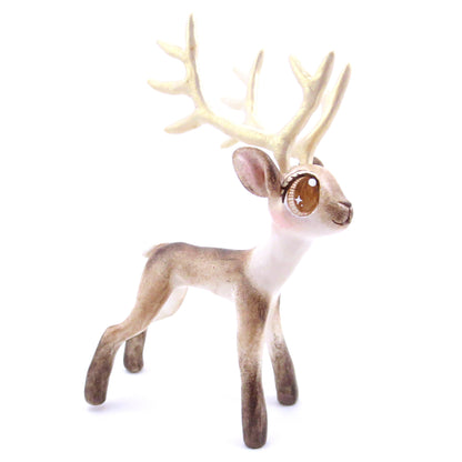 Big-Antlered Reindeer Figurine - Polymer Clay Christmas Animals