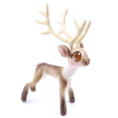 Big-Antlered Reindeer Figurine - Polymer Clay Christmas Animals