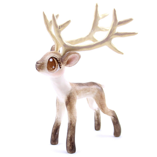 Big-Antlered Reindeer Figurine - Polymer Clay Christmas Animals