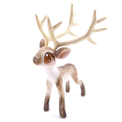 Big-Antlered Reindeer Figurine - Polymer Clay Christmas Animals