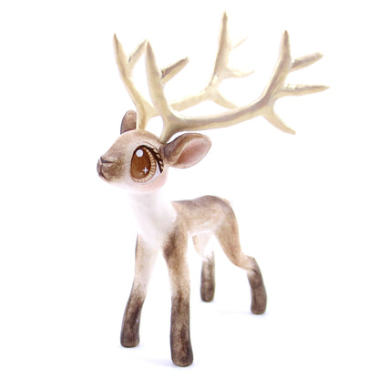 Big-Antlered Reindeer Figurine - Polymer Clay Christmas Animals