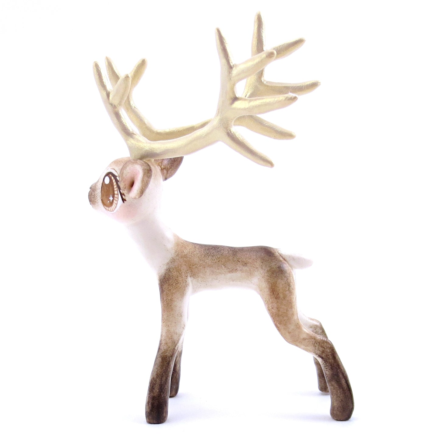 Big-Antlered Reindeer Figurine - Polymer Clay Christmas Animals