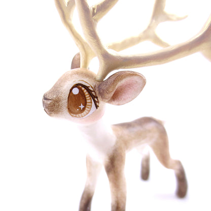 Big-Antlered Reindeer Figurine - Polymer Clay Christmas Animals