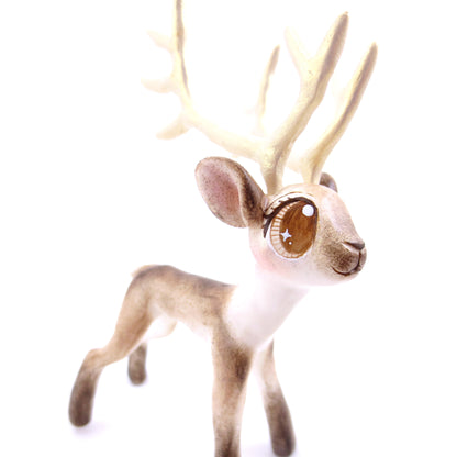 Big-Antlered Reindeer Figurine - Polymer Clay Christmas Animals