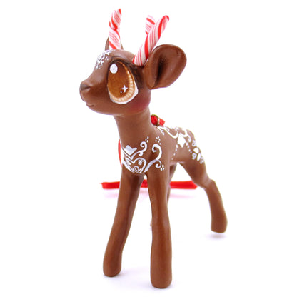 Gingerbread Reindeer Ornament - Polymer Clay Christmas Animals