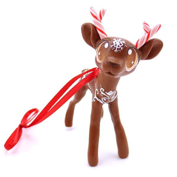 Gingerbread Reindeer Ornament - Polymer Clay Christmas Animals