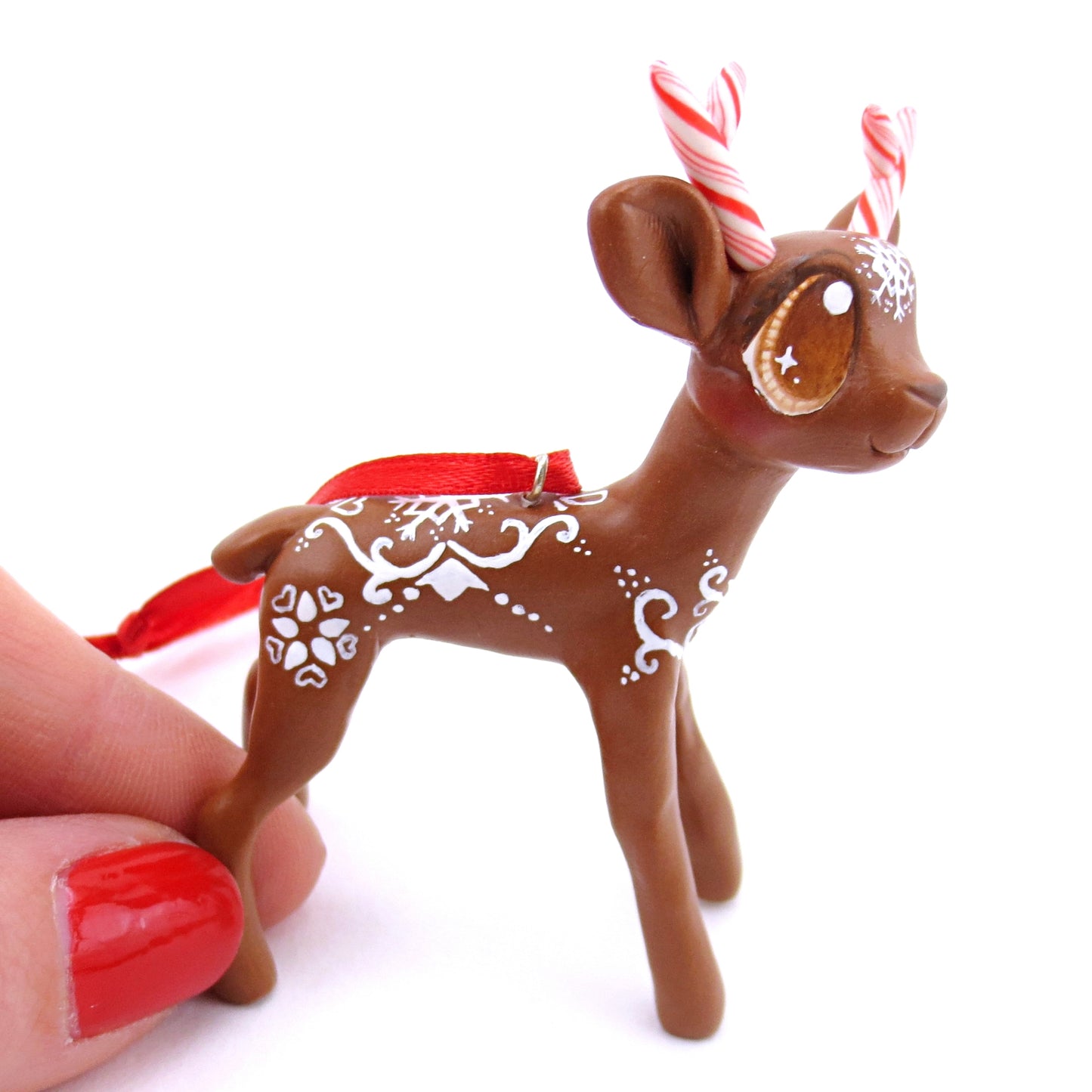 Gingerbread Reindeer Ornament - Polymer Clay Christmas Animals