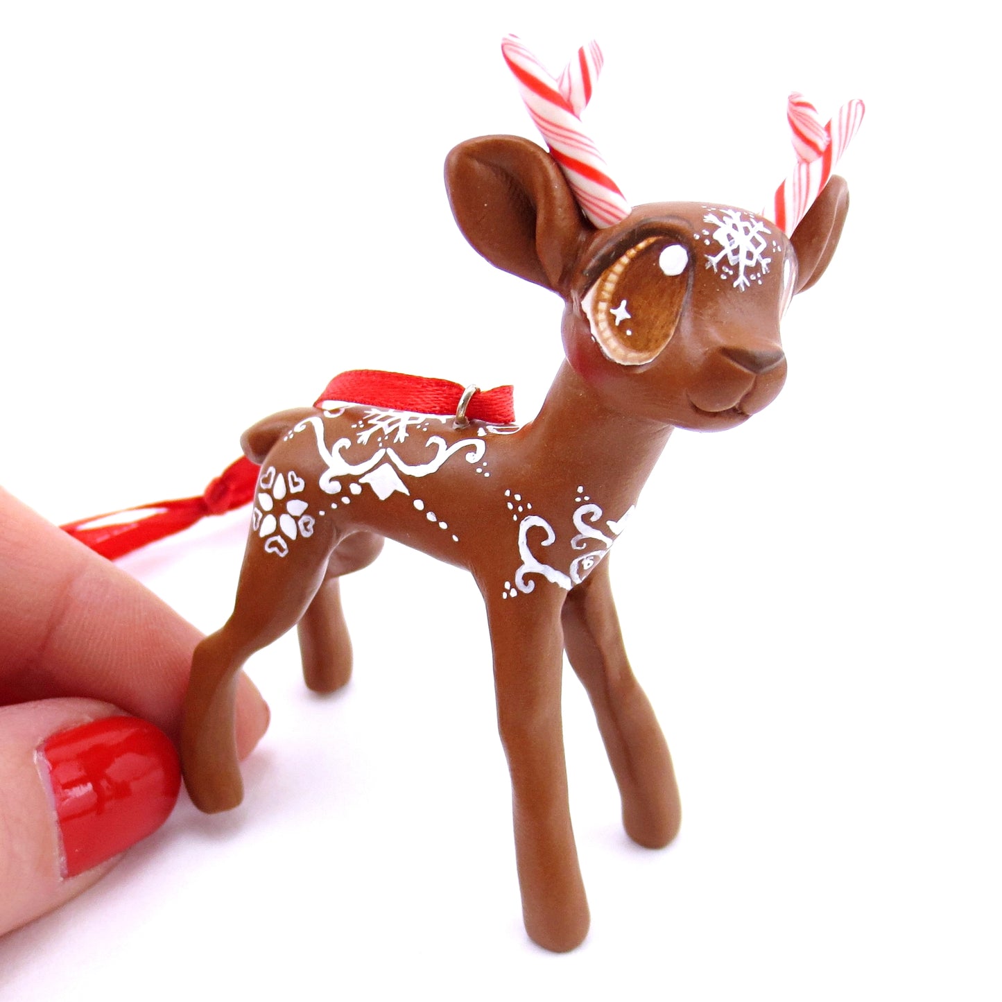 Gingerbread Reindeer Ornament - Polymer Clay Christmas Animals