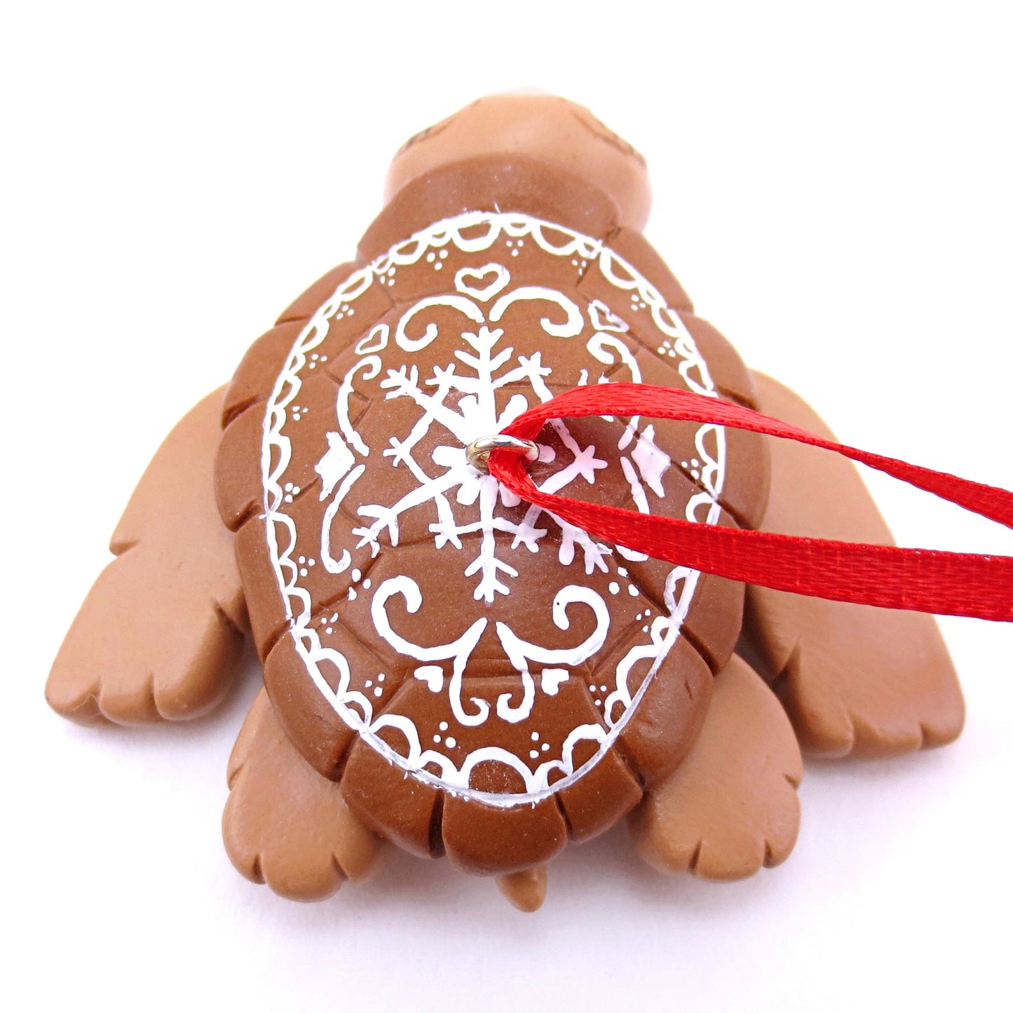 Gingerbread Turtle Ornament - Polymer Clay Christmas Animals