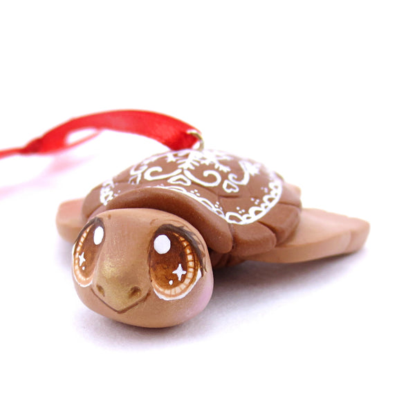 Gingerbread Turtle Ornament - Polymer Clay Christmas Animals