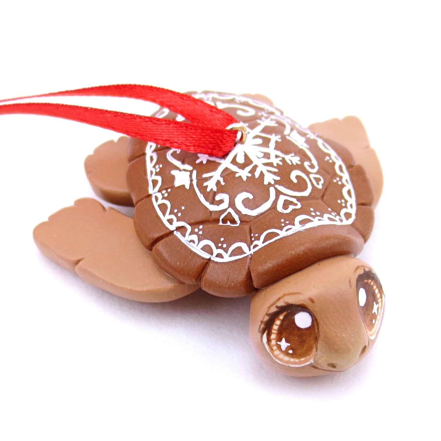 Gingerbread Turtle Ornament - Polymer Clay Christmas Animals