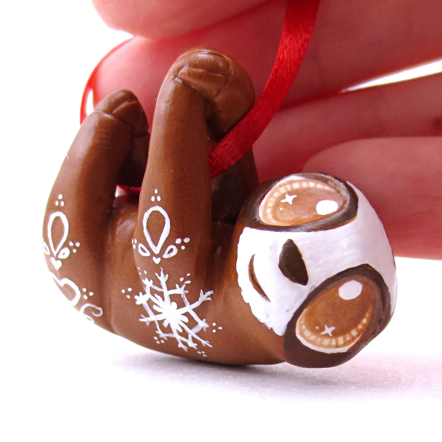 Gingerbread Sloth Ornament - Polymer Clay Christmas Animals