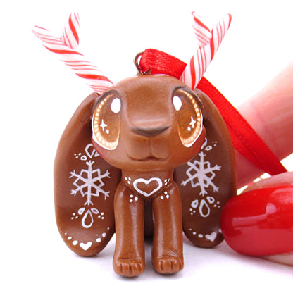 Gingerbread Jackalope Ornament - Polymer Clay Christmas Animals