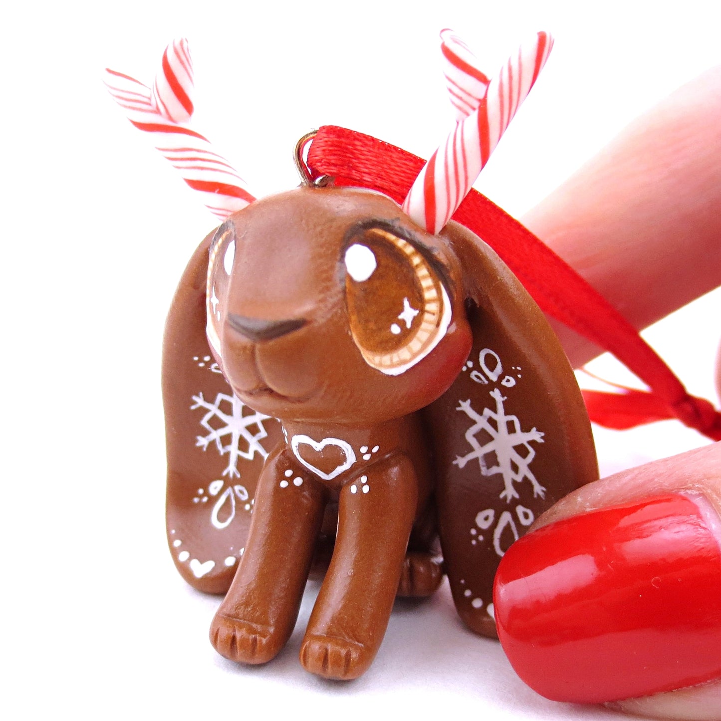 Gingerbread Jackalope Ornament - Polymer Clay Christmas Animals