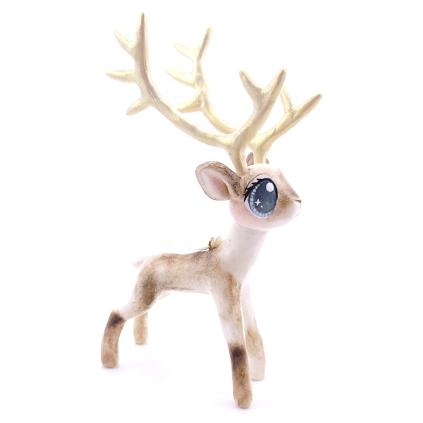 Big-Antlered Reindeer Ornament - Polymer Clay Christmas Animals