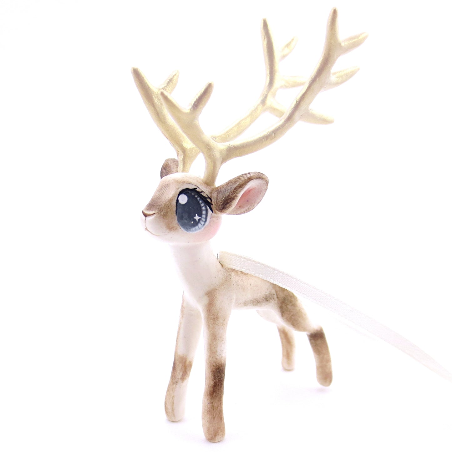 Big-Antlered Reindeer Ornament - Polymer Clay Christmas Animals