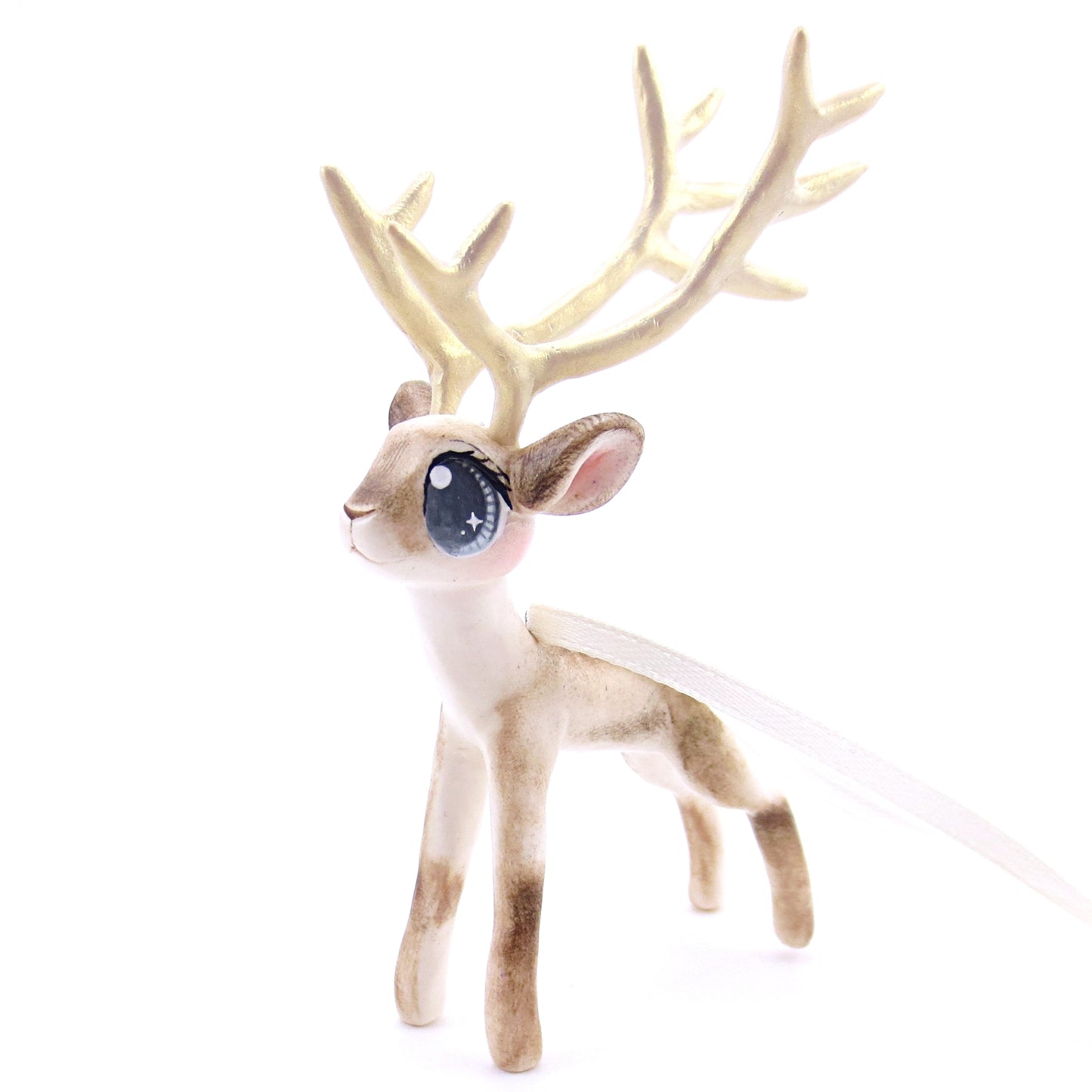 Big-Antlered Reindeer Ornament - Polymer Clay Christmas Animals