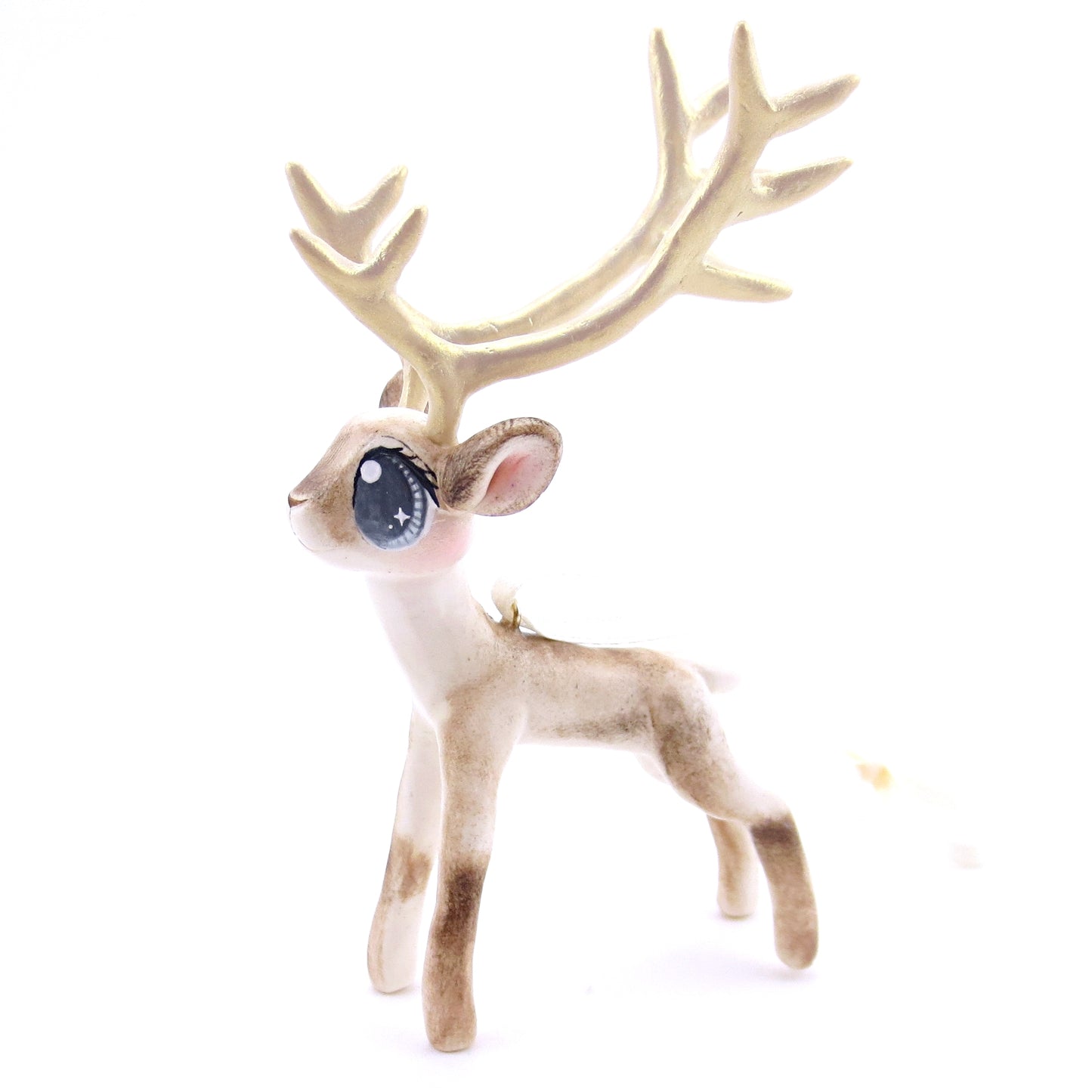 Big-Antlered Reindeer Ornament - Polymer Clay Christmas Animals