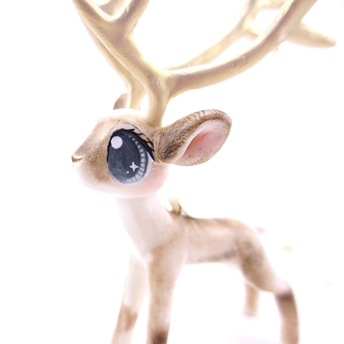 Big-Antlered Reindeer Ornament - Polymer Clay Christmas Animals