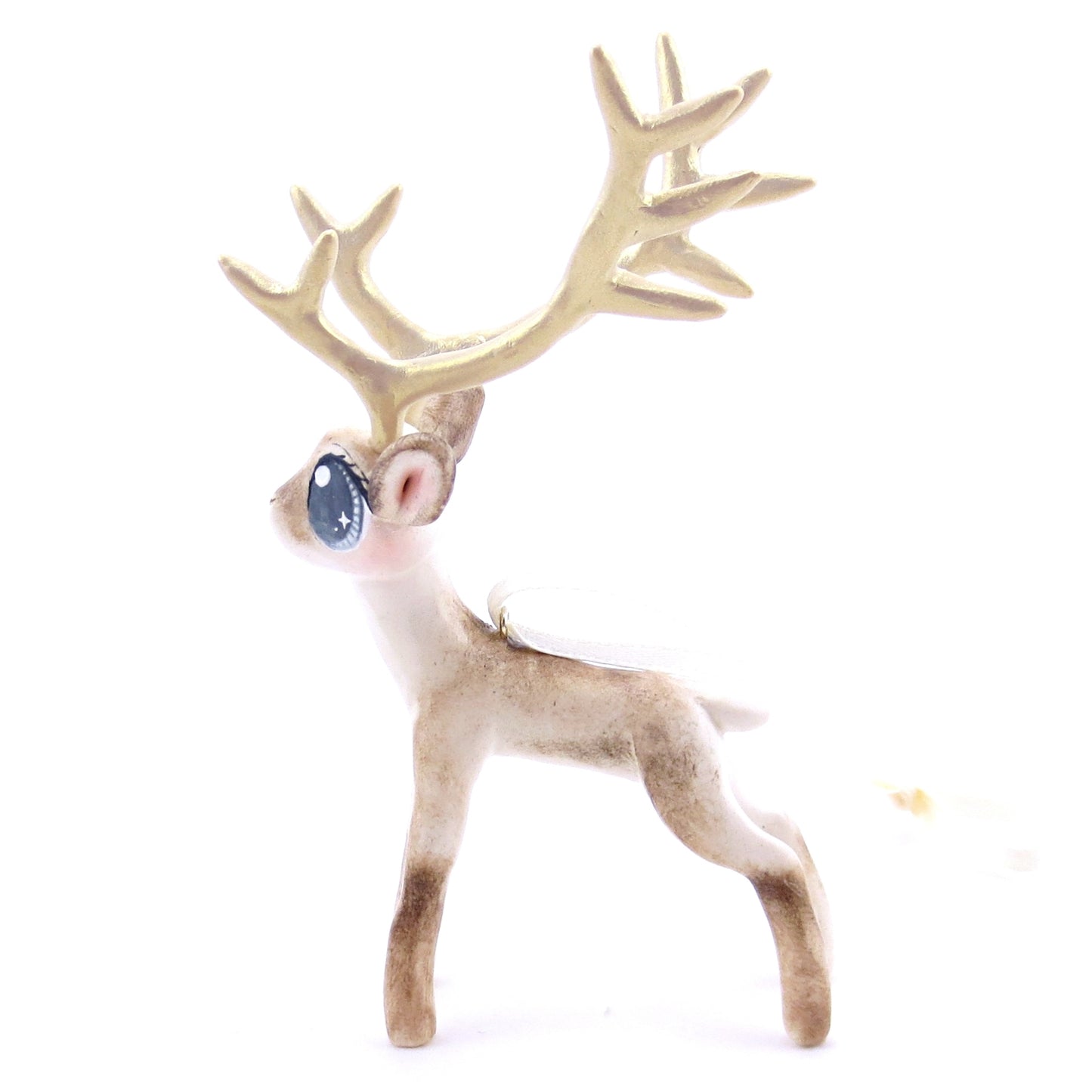 Big-Antlered Reindeer Ornament - Polymer Clay Christmas Animals