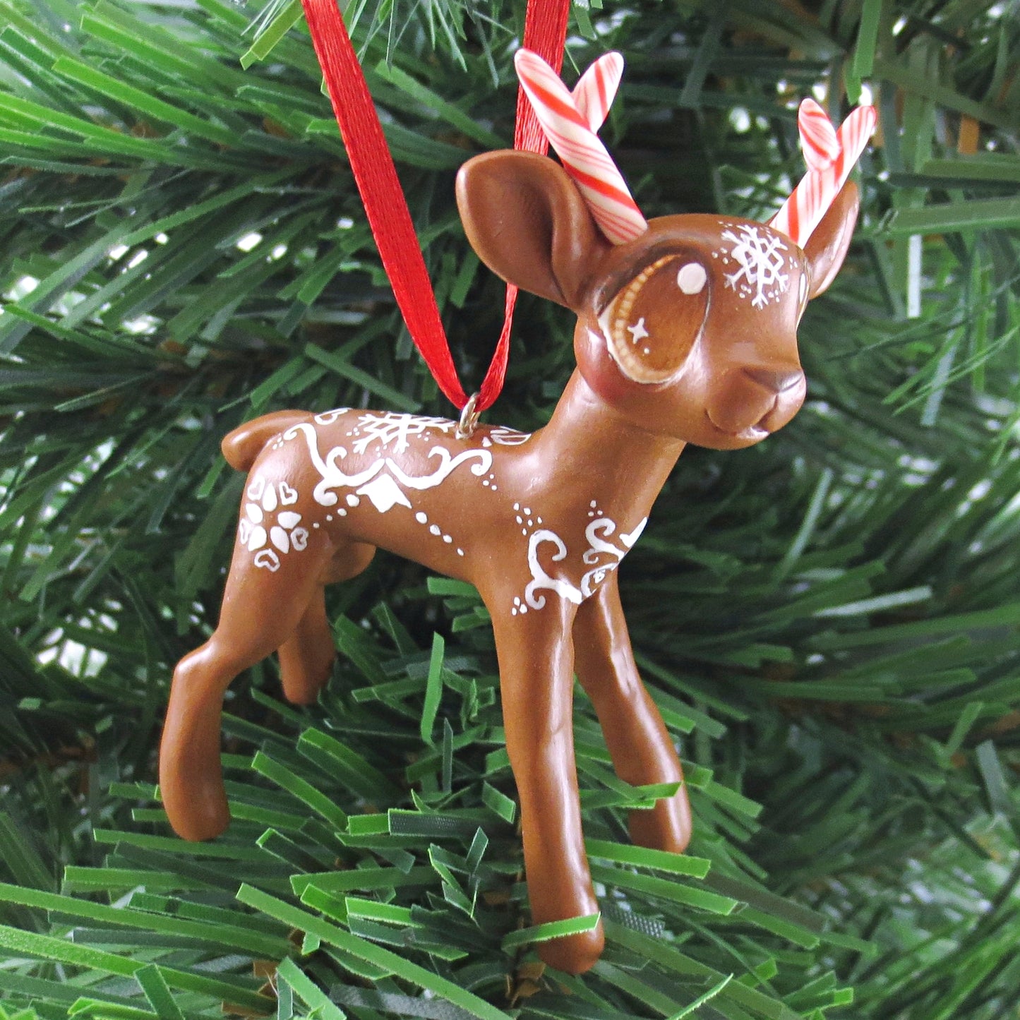 Gingerbread Reindeer Ornament - Polymer Clay Christmas Animals