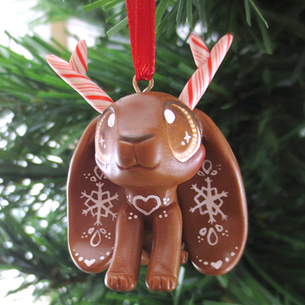 Gingerbread Jackalope Ornament - Polymer Clay Christmas Animals