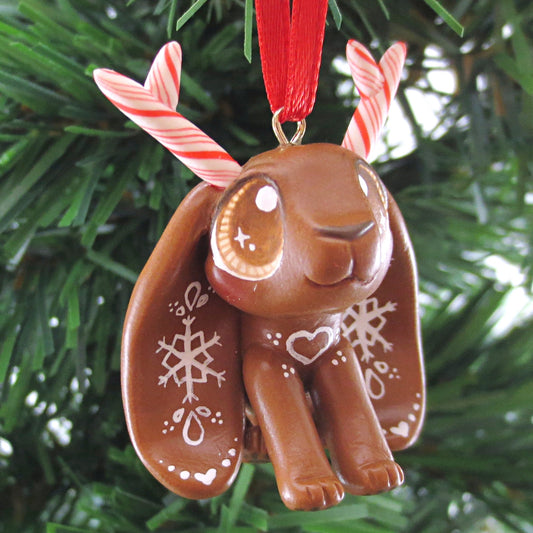 Gingerbread Jackalope Ornament - Polymer Clay Christmas Animals