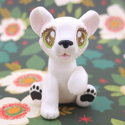 Polar Bear with Hazel Eyes Figurine - Polymer Clay Christmas Animals