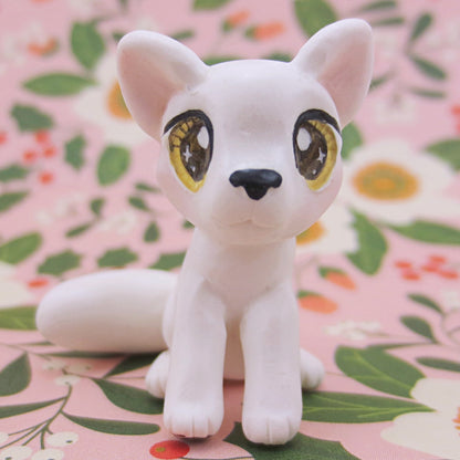 Arctic Fox Figurine - Polymer Clay Christmas Animals