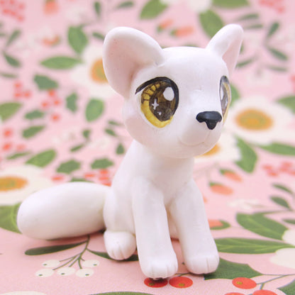 Arctic Fox Figurine - Polymer Clay Christmas Animals