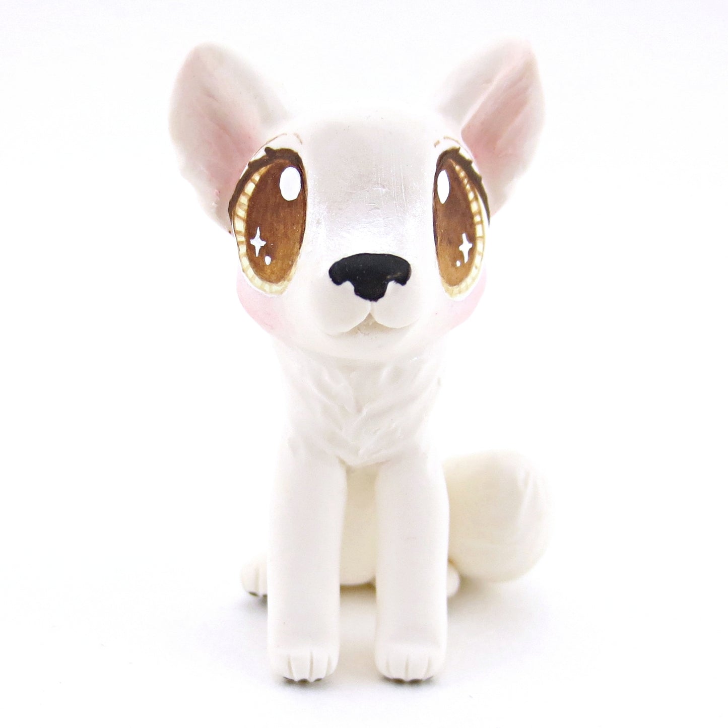 Arctic White Wolf Figurine - Polymer Clay Christmas Animals