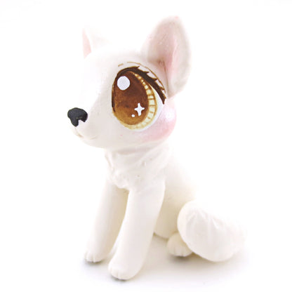 Arctic White Wolf Figurine - Polymer Clay Christmas Animals