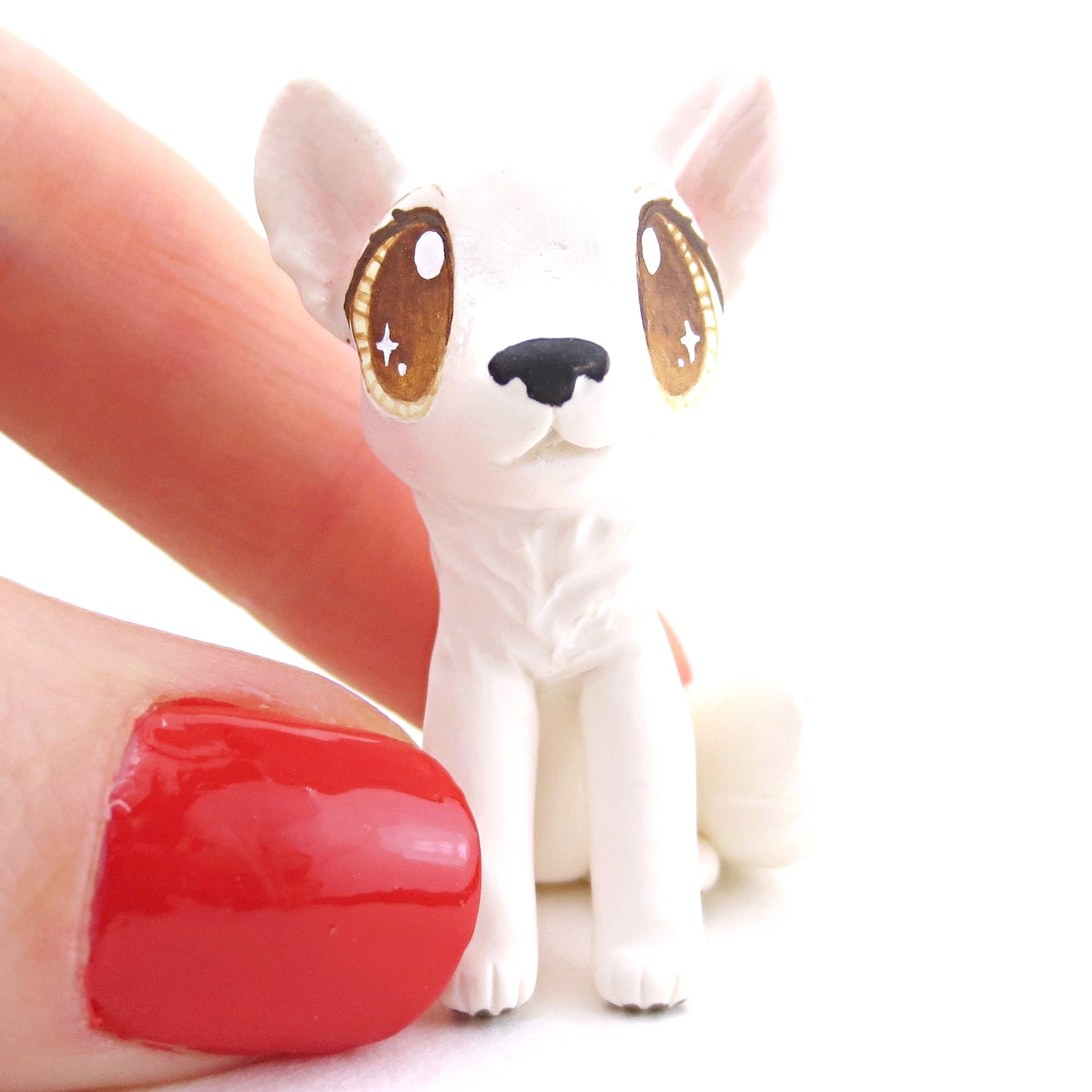 Arctic White Wolf Figurine - Polymer Clay Christmas Animals