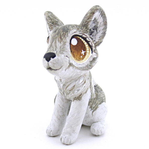 Grey Wolf Figurine - Polymer Clay Christmas Animals
