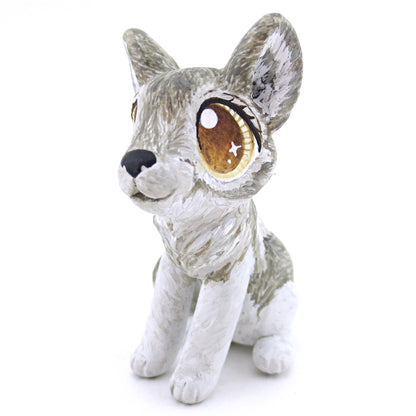 Grey Wolf Figurine - Polymer Clay Christmas Animals