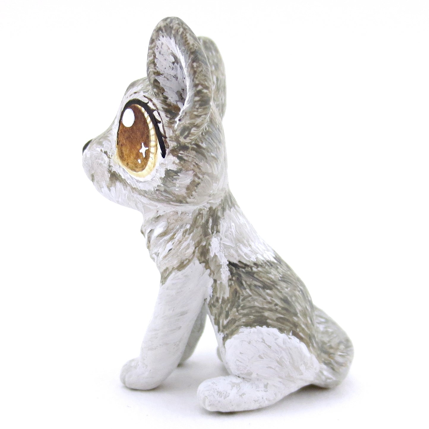 Grey Wolf Figurine - Polymer Clay Christmas Animals