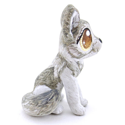 Grey Wolf Figurine - Polymer Clay Christmas Animals