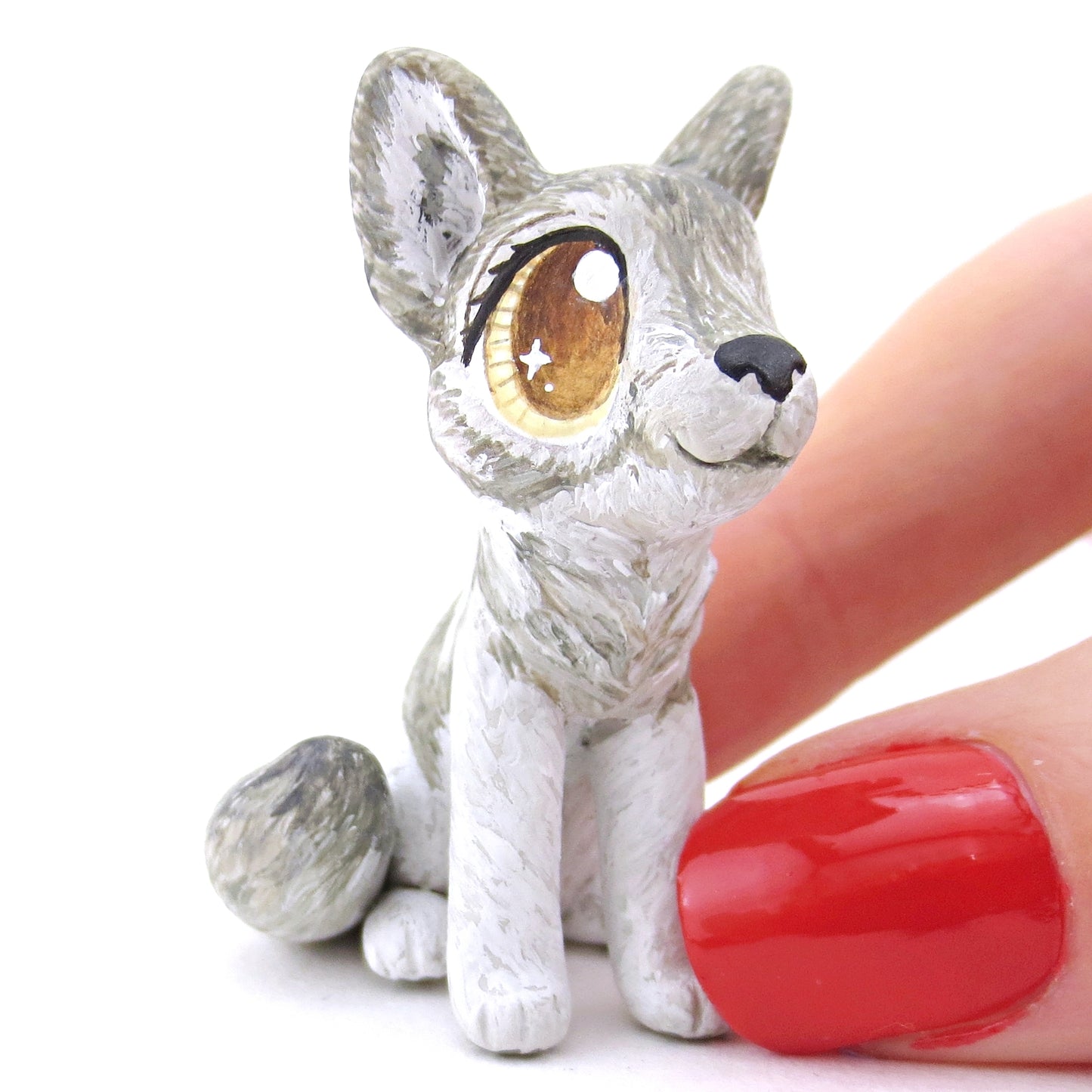 Grey Wolf Figurine - Polymer Clay Christmas Animals