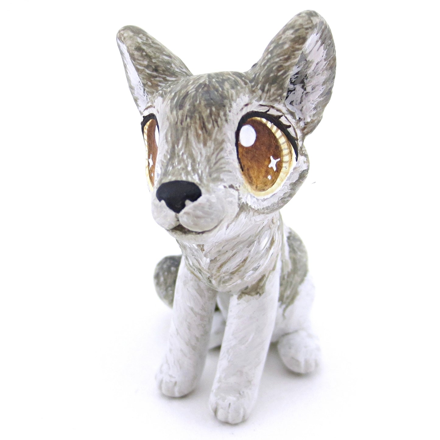 Grey Wolf Figurine - Polymer Clay Christmas Animals