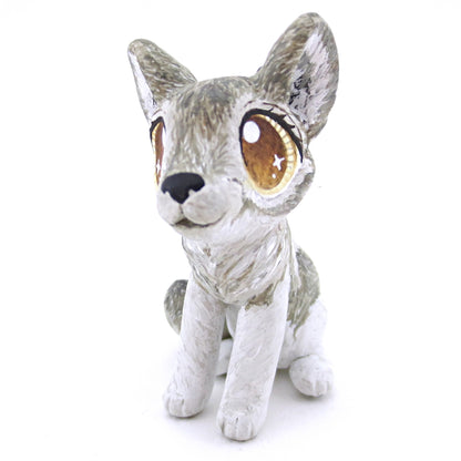 Grey Wolf Figurine - Polymer Clay Christmas Animals