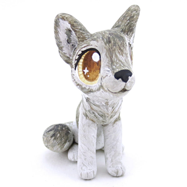 Grey Wolf Figurine - Polymer Clay Christmas Animals
